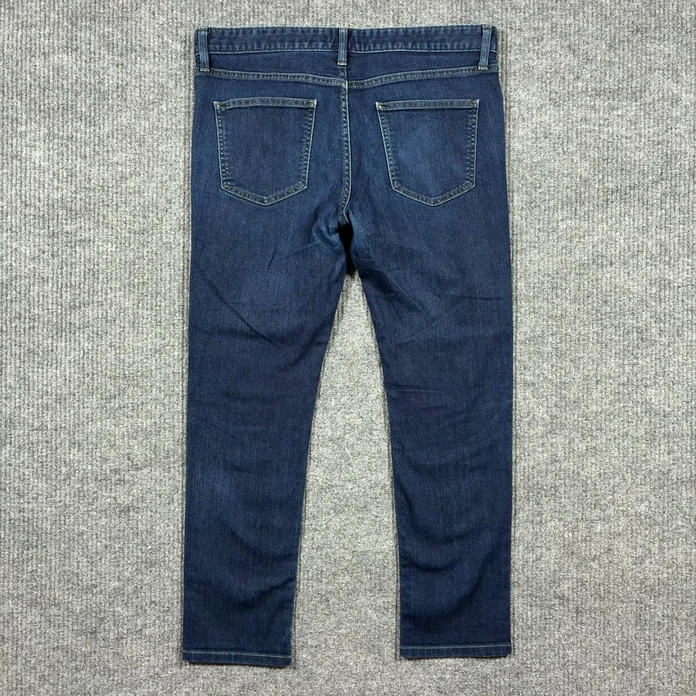 Uniqlo Mens Jeans Size 34x34 Dark Wash Denim Cotton Stretch Low Rise Casual